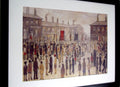 L S Lowry AUTHENTIC Art Print - A Procession - Satin Black Frame with White mount and Textured Image