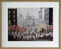 L S Lowry Art Print - Coming from the Mill - Light Oak Finish Frame with White mount and Textured Image