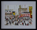 L S Lowry Art Print - Going to Work - Black Frame with White mount and Textured Image