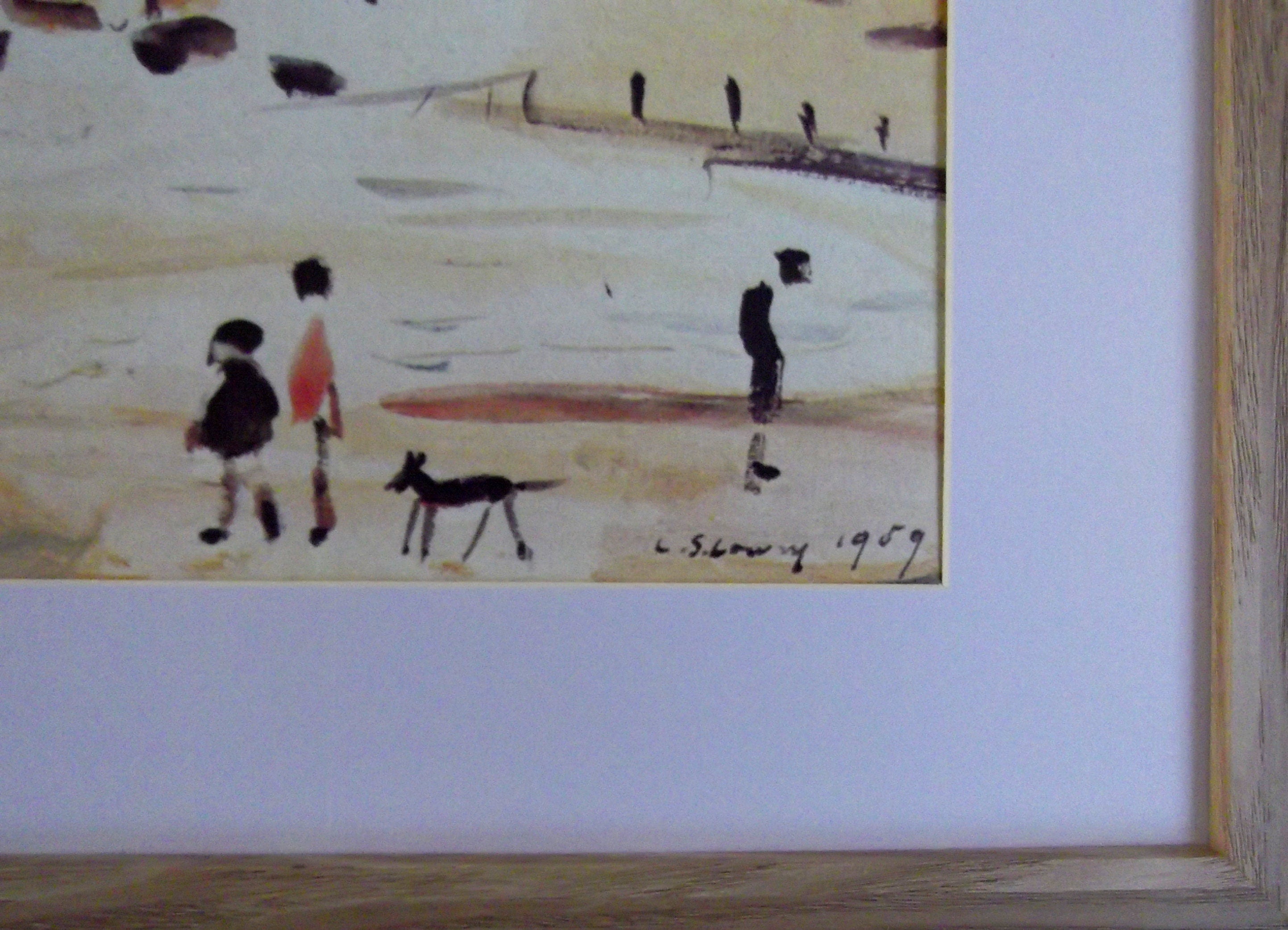 L S Lowry - Yachts 1959 – Oak Finish frame with Mount and Textured Image