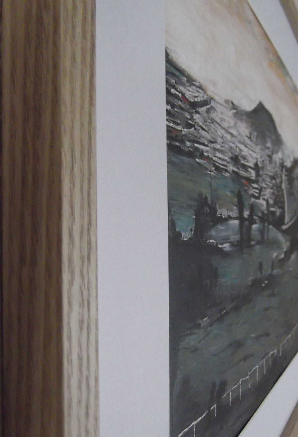 L S Lowry Art Print - BARGOED - Oak Finish Frame with Mount and Textured Image