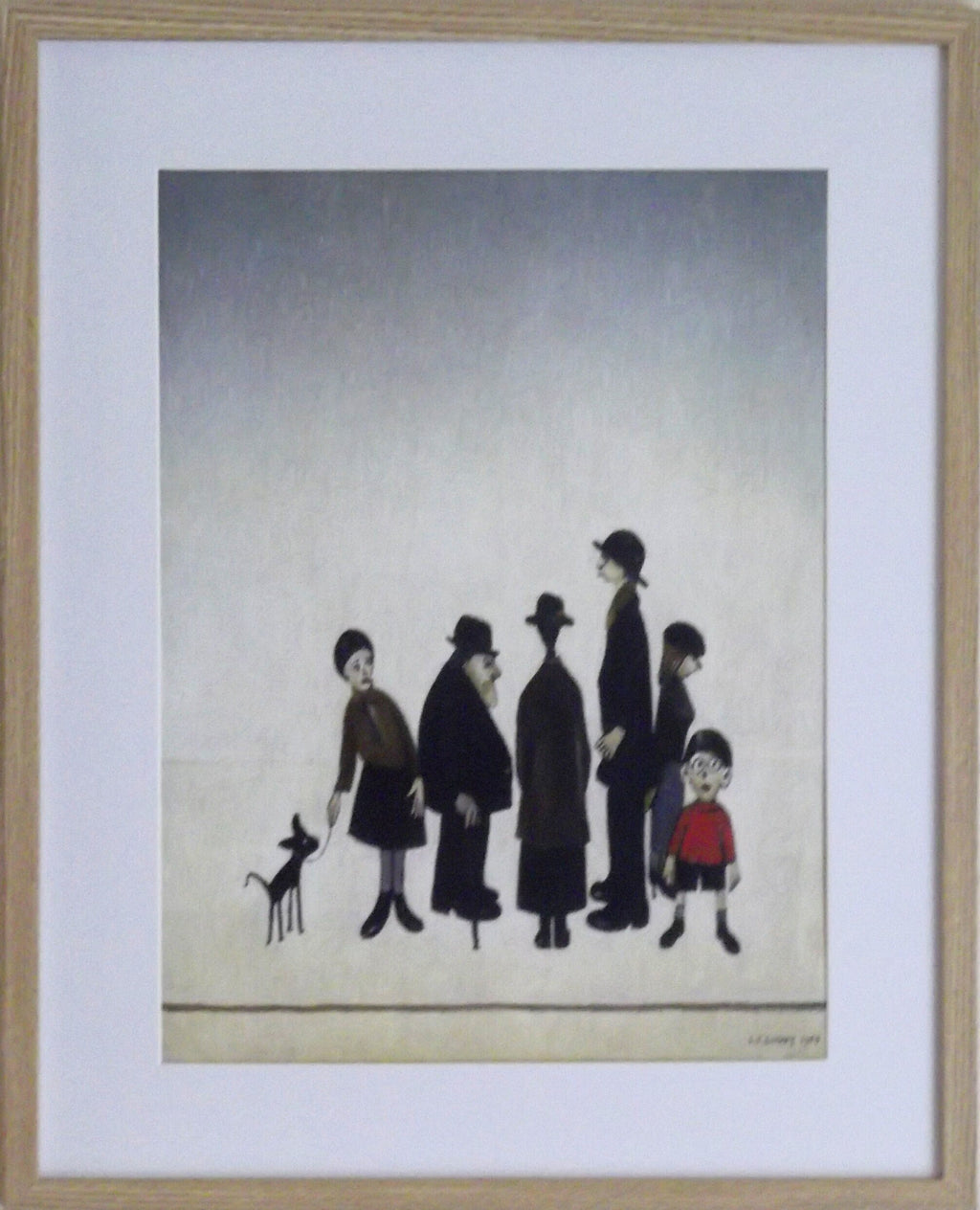 L S Lowry - The Family -Oak Finish Frame with Mount and Textured Image