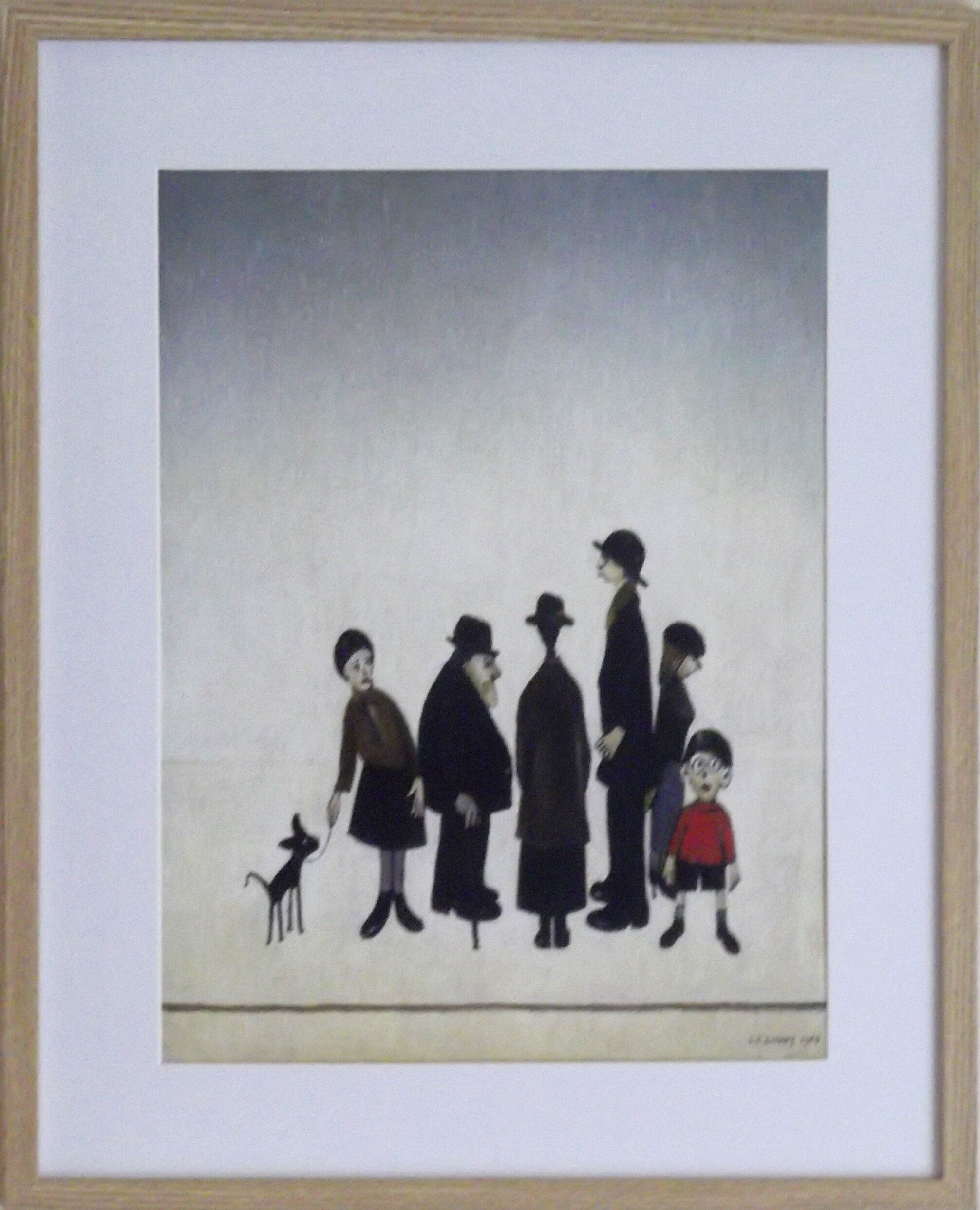 L S Lowry - The Family -Oak Finish Frame with Mount and Textured Image