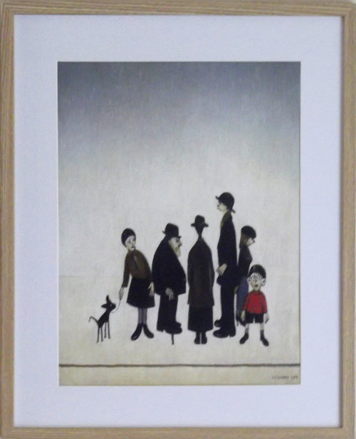 L S Lowry - The Family -Oak Finish Frame with Mount and Textured Image