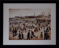 L S Lowry AUTHENTIC Print - Beach Scene - Black Frame with Mount and Textured Image
