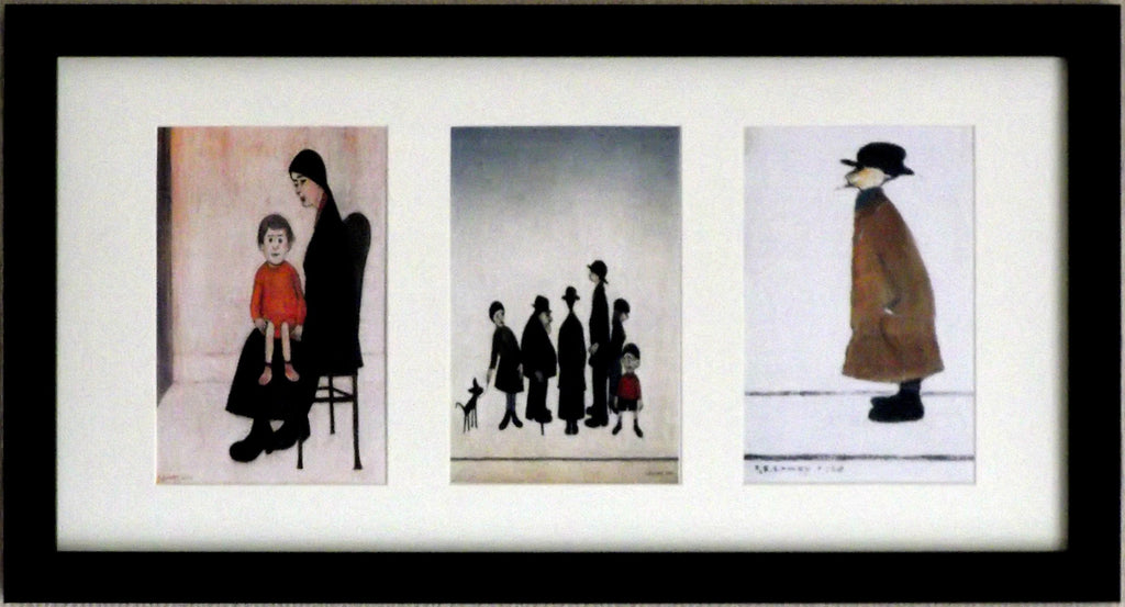 Three in One - L S Lowry 7 x 5inch Textured Prints With Mount and 21 x 11inch Frame