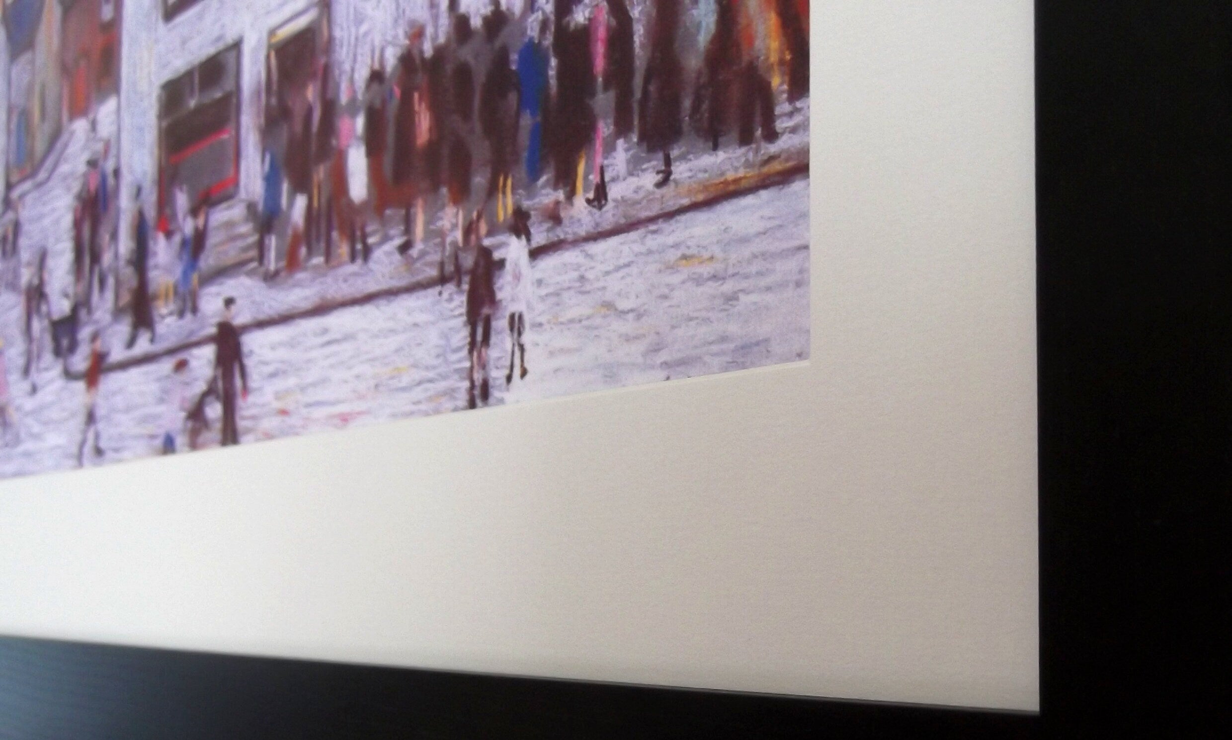 L S Lowry Print - CHIP SHOP - Black Frame with White Mount and Textured Image