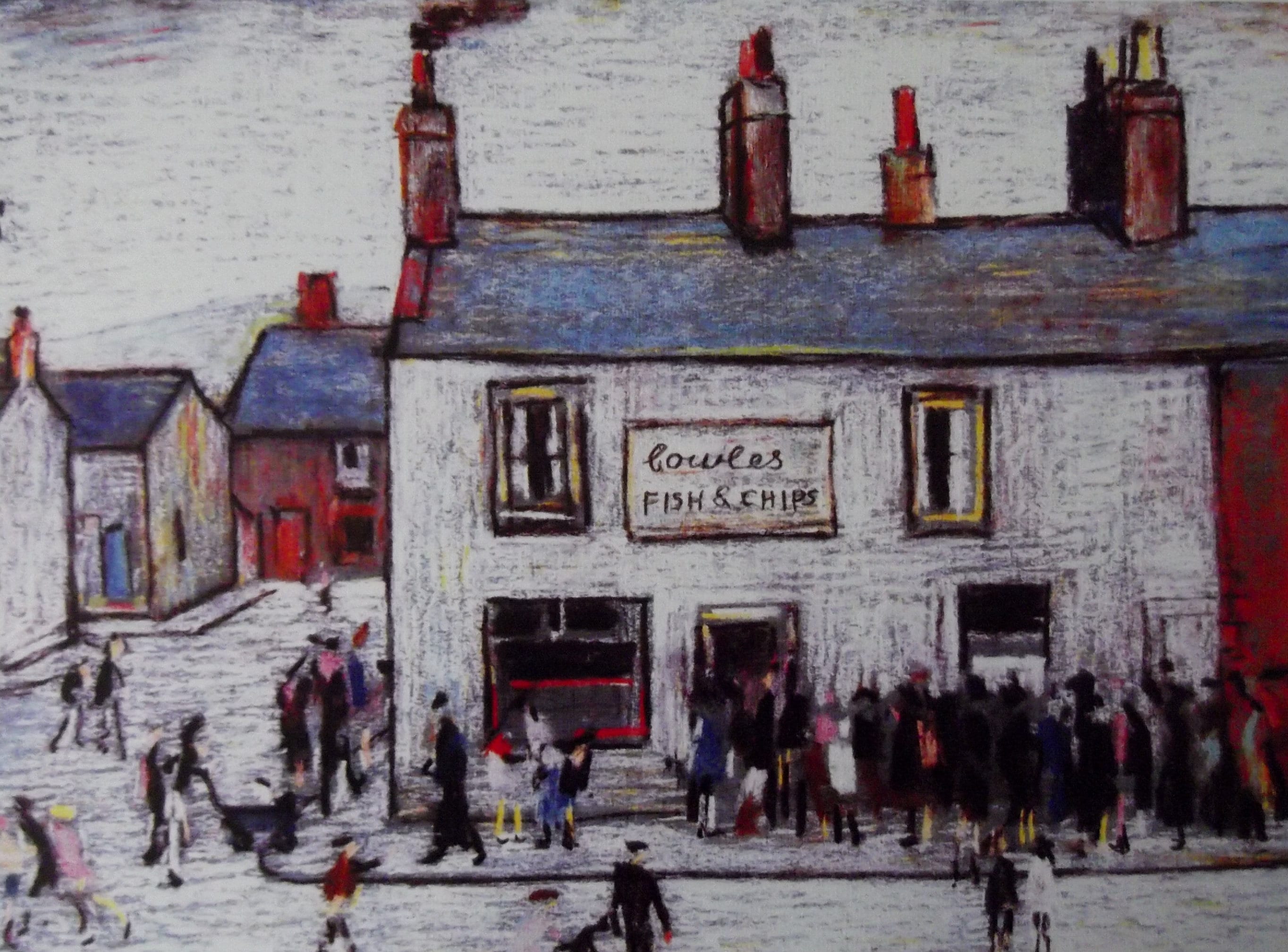 L S Lowry AUTHENTIC Print - CHIP SHOP - Textured Image with Fine Art Coating