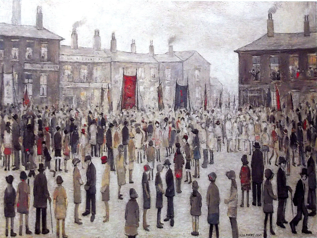 L S Lowry AUTHENTIC Print - A PROCESSION - Textured Image with Fine Art Coating