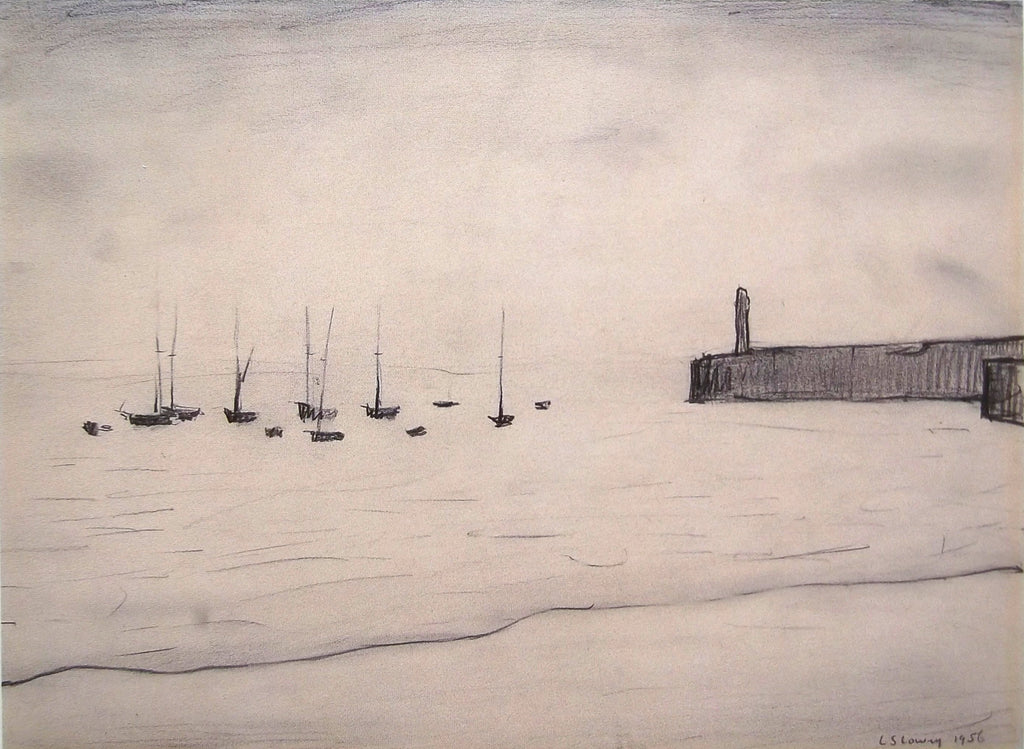 L S Lowry AUTHENTIC Print - BOATS - Textured Image with Fine Art Coating