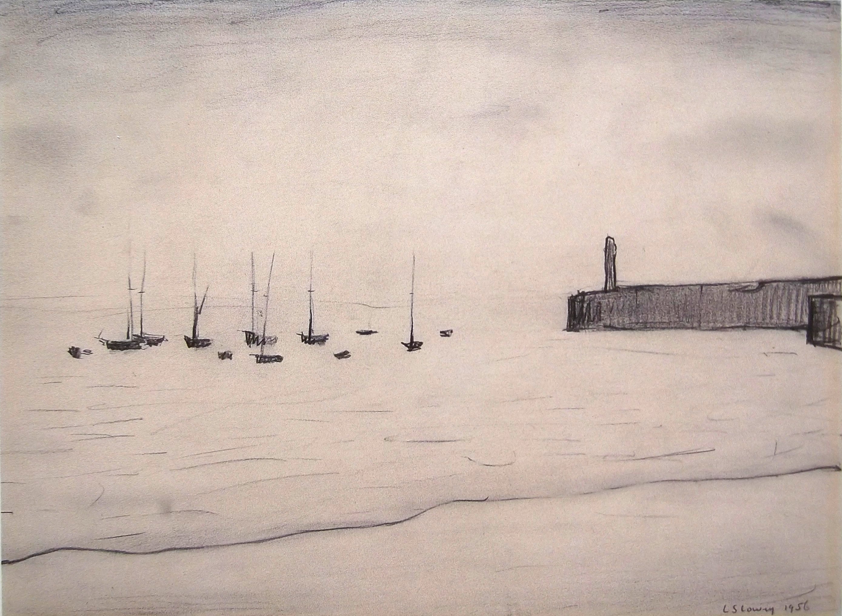 L S Lowry AUTHENTIC Print - BOATS - Textured Image with Fine Art Coating