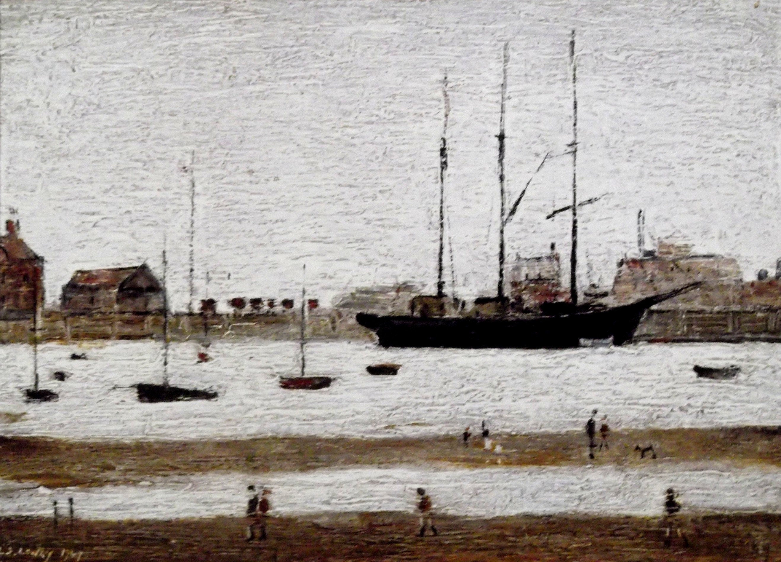 L S Lowry AUTHENTIC Print - Rhyl Harbour - Textured Image with Fine Art Coating