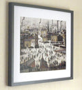 L S Lowry Art Print - A Lancashire Town - Satin Grey Frame with White mount and Textured Image