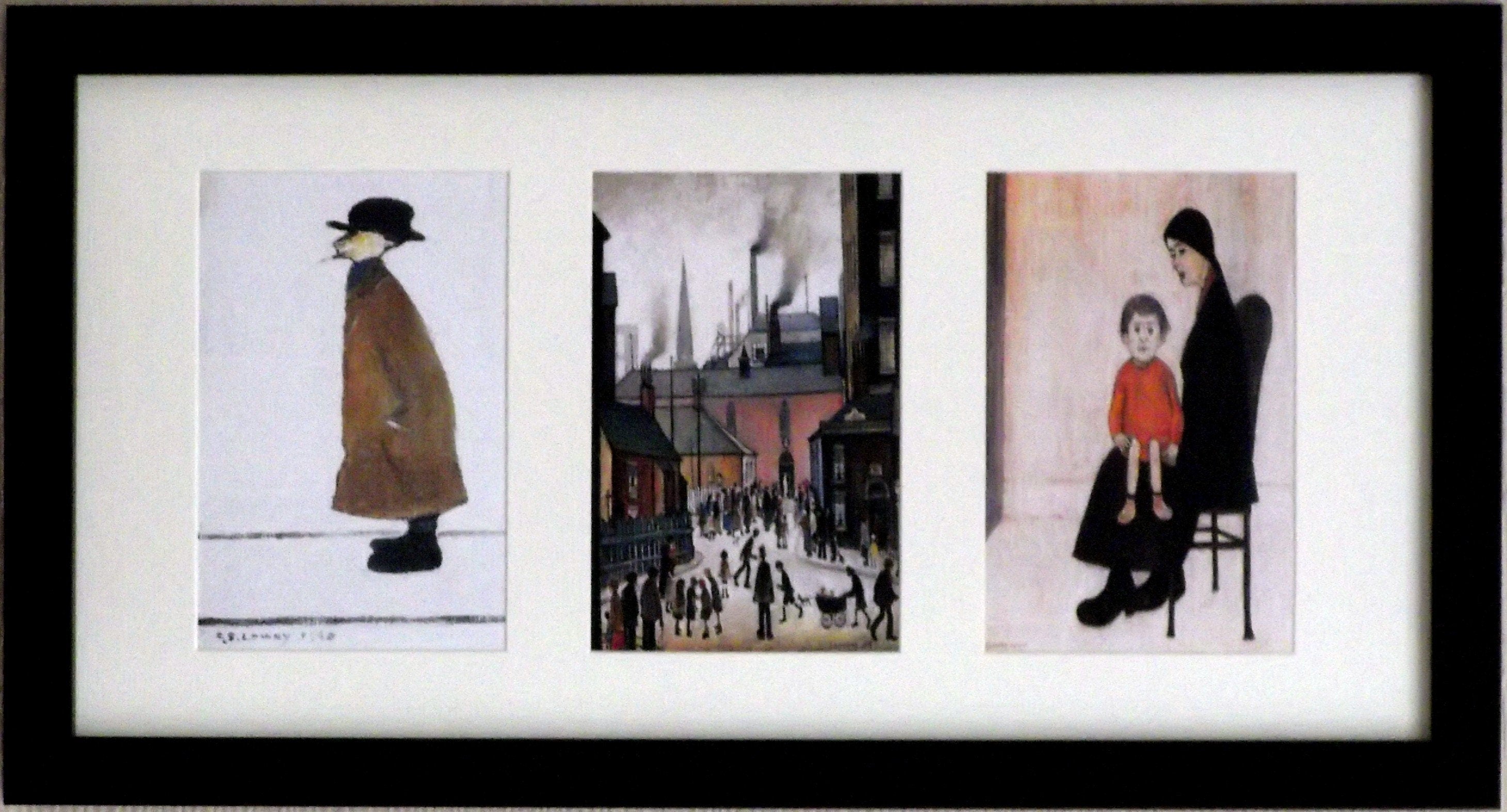 Three in One - L S Lowry 7 x 5inch Textured Prints With Mount and 21 x 11inch Frame