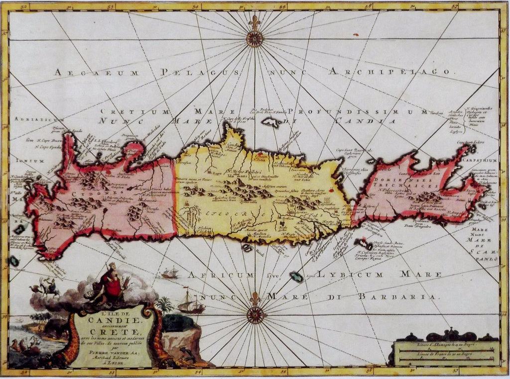 Antique AUTHENTIC Print - CRETE 1729 - Textured Image with Fine Art Coating