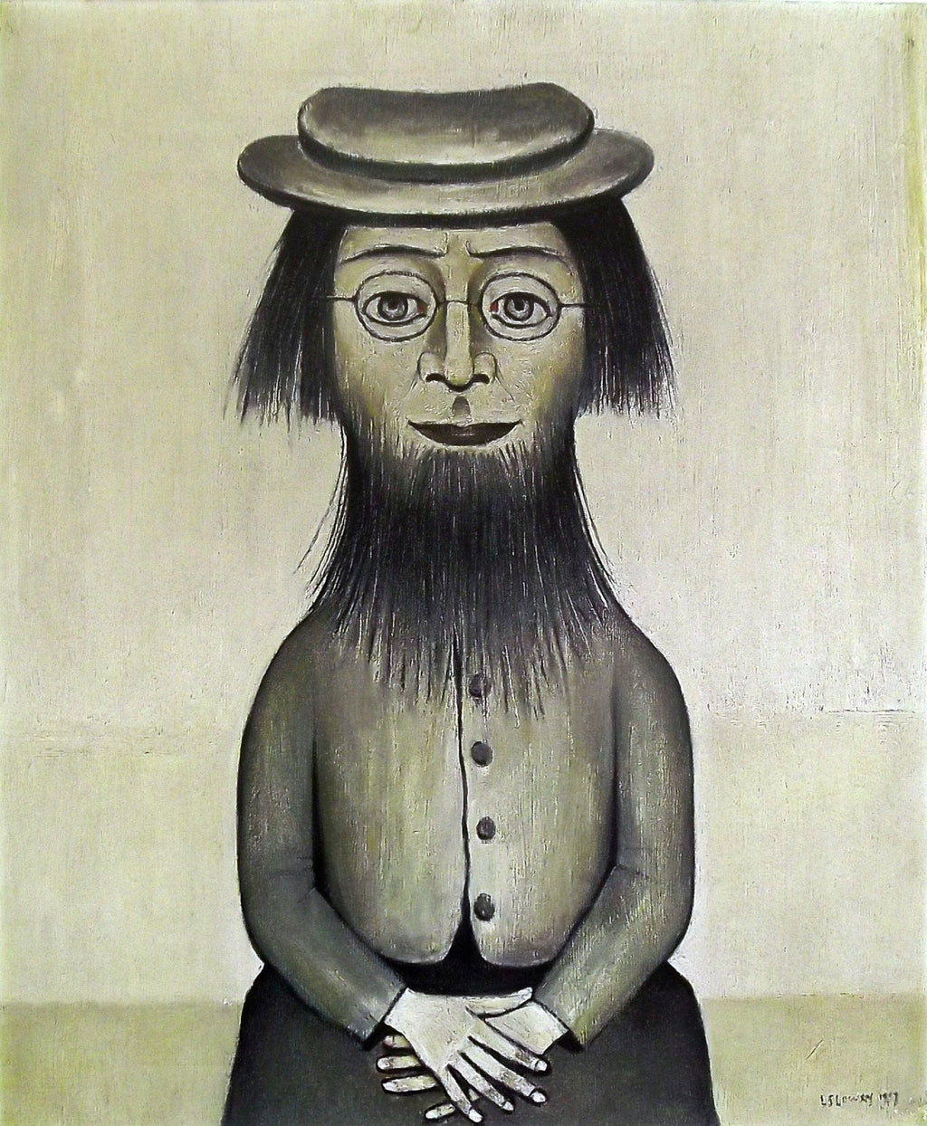 L S Lowry AUTHENTIC Print - WOMAN With A BEARD - Textured Image with Fine Art Coating