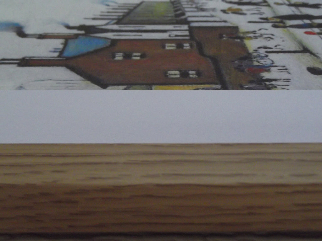 L S Lowry Print – Mill Scene - Oak Finish Frame with Mount and Textured Image