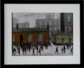 L S Lowry AUTHENTIC Art Print - Coming Out Of School - Black Frame with Mount and Textured Image