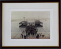 L S Lowry Print - Floating Bridge Southampton - Walnut Finish Frame with Mount and Textured Image