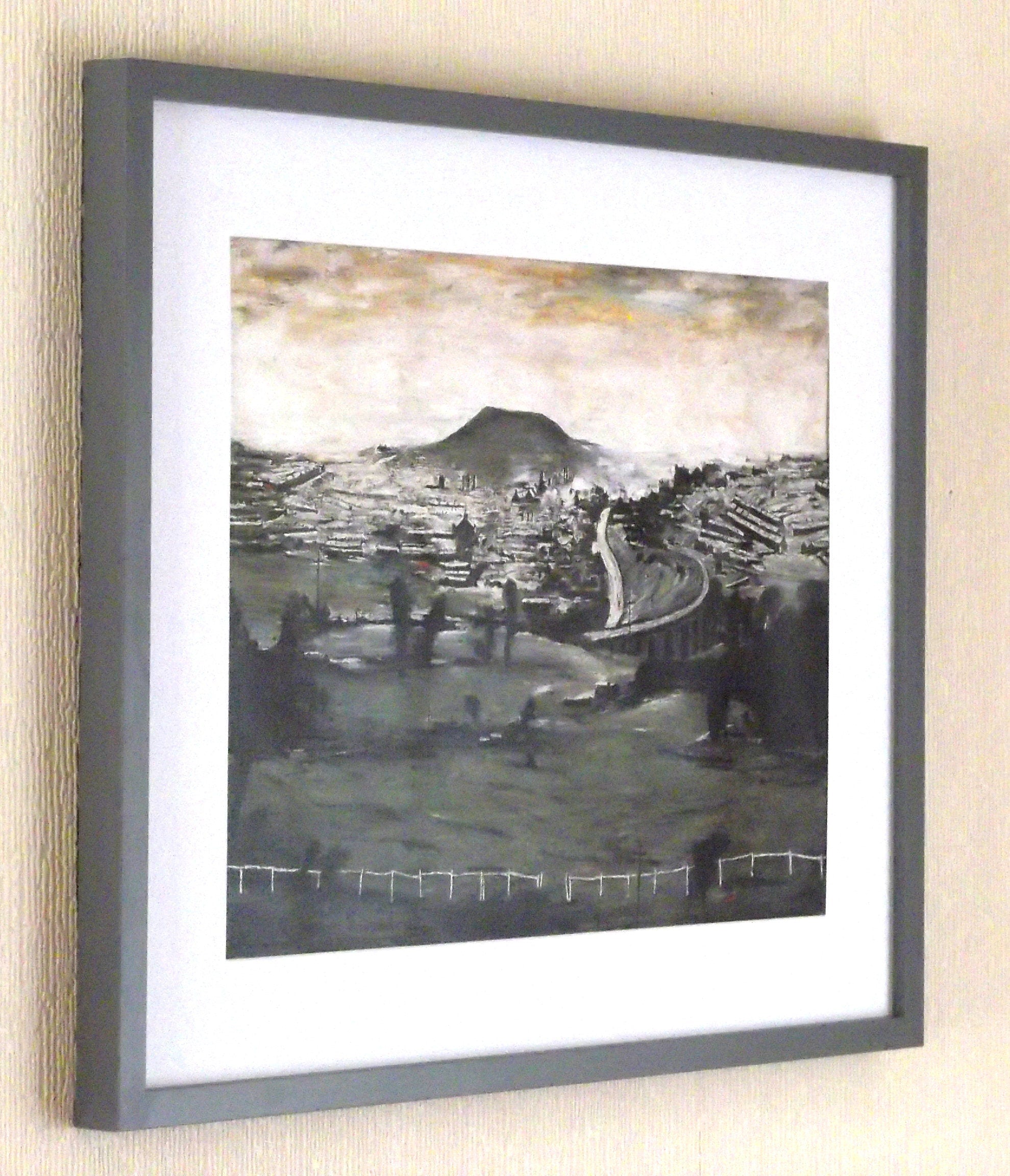 L S Lowry Art Print - BARGOED - Satin Grey Frame with White mount and Textured Image