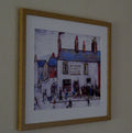 L S Lowry Print - CHIP SHOP - Oak Finish Frame with White Mount and Textured Image