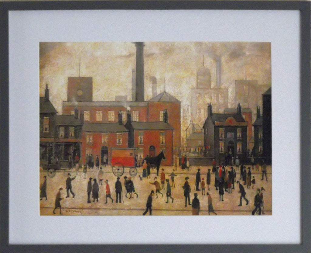 L S Lowry Print – Coming Home From The Mill - Grey Frame with Mount and Textured Art Paper