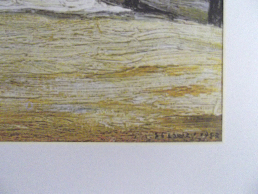 L S Lowry Print - Jetty At Knott End - Grey Frame with Mount and Textured Image