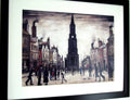 L S Lowry Print - BERWICK upon TWEED - Black Frame with mount and Textured Image