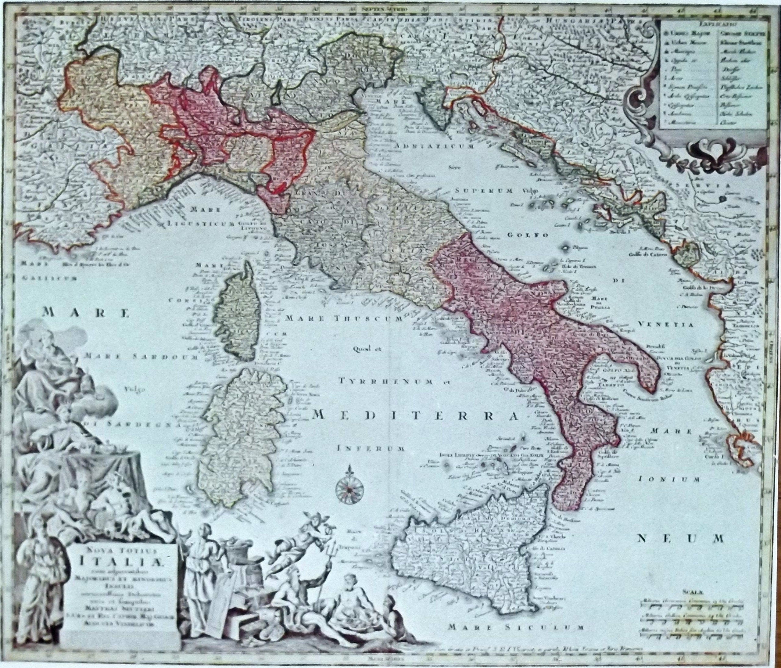 Antique AUTHENTIC Print - Italy 1730 - Textured Image With Fine Art Coating