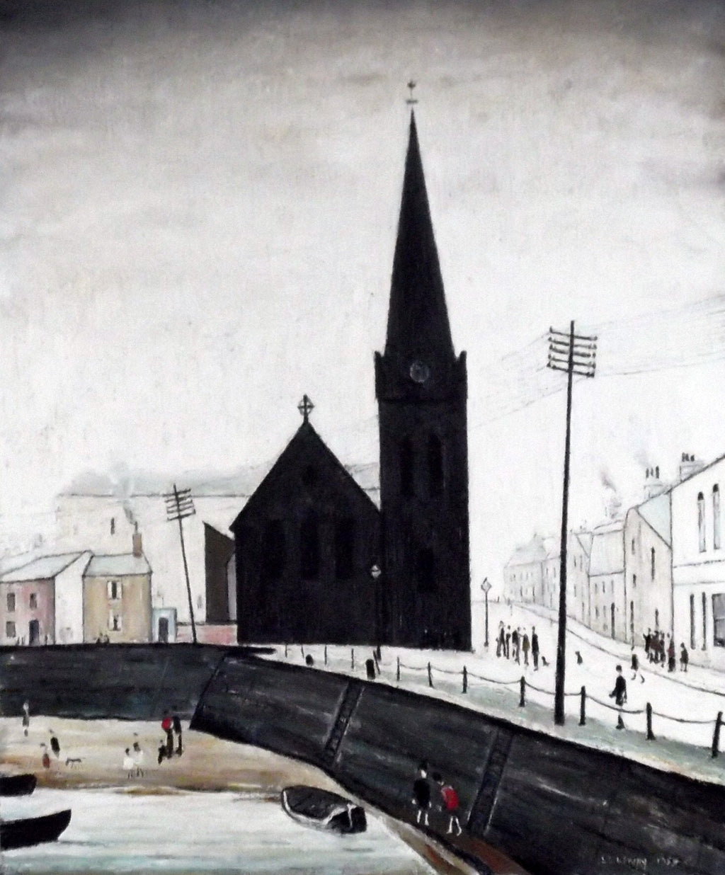 L S Lowry AUTHENTIC Print - On The Quay MARYPORT - Textured Image with Fine Art Coating