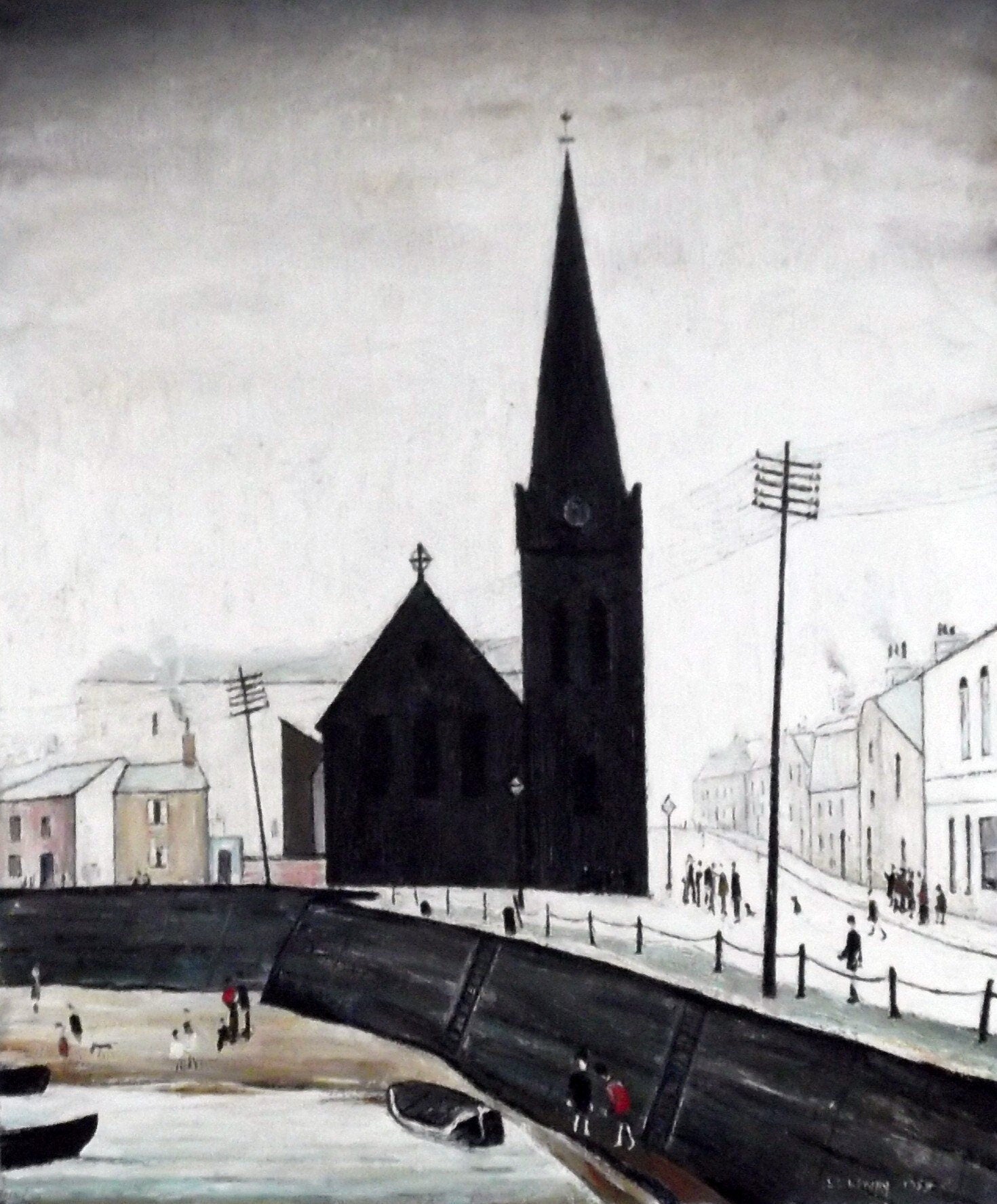L S Lowry AUTHENTIC Print - On The Quay MARYPORT - Textured Image with Fine Art Coating