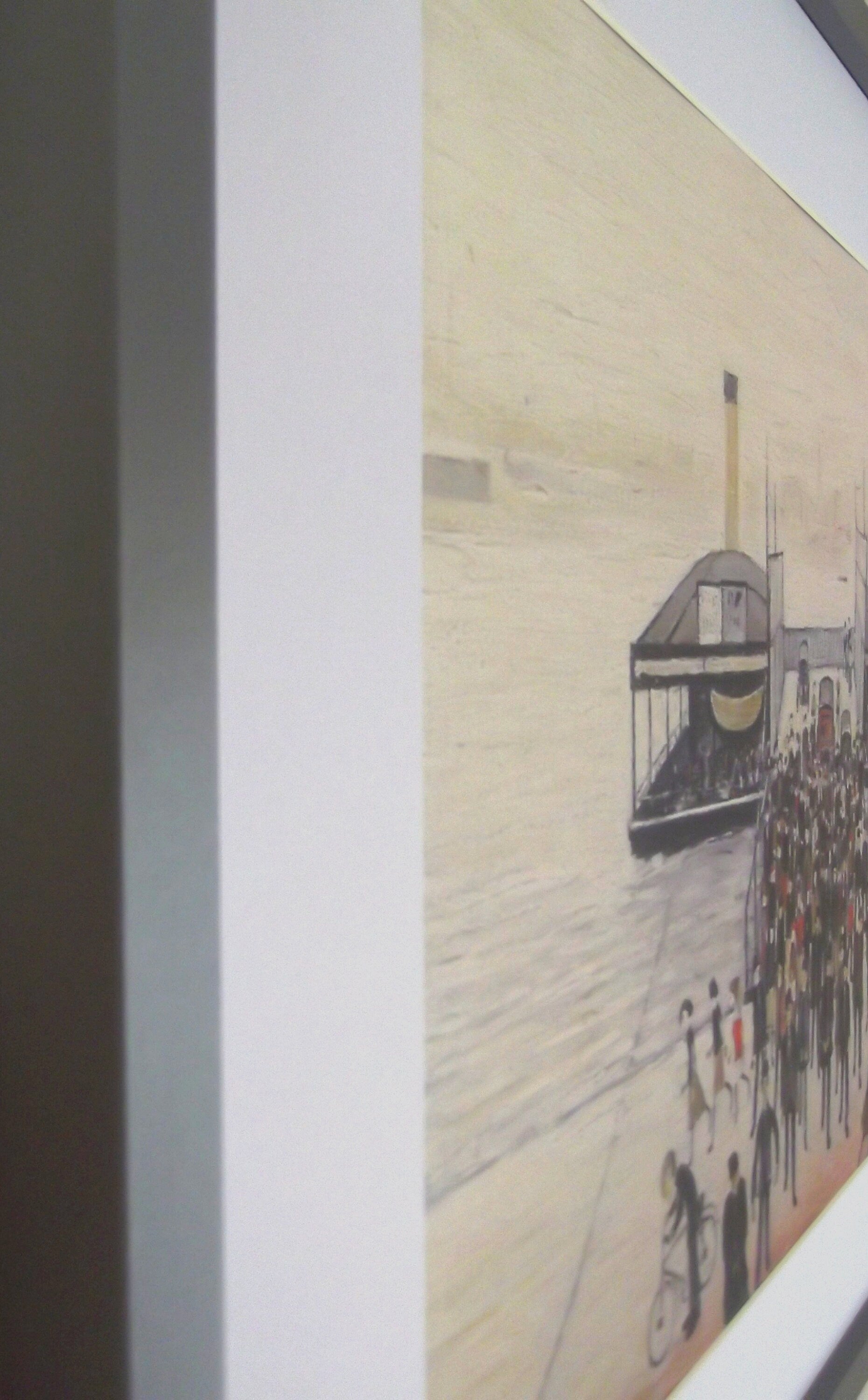 L S Lowry Print - Floating Bridge Southampton - Grey Frame with Mount and Textured Image