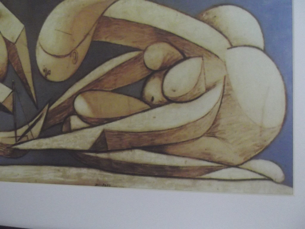 Pablo Picasso Art Print - Bathers with a Toy Boat - Satin Black Frame with White mount and Textured Image
