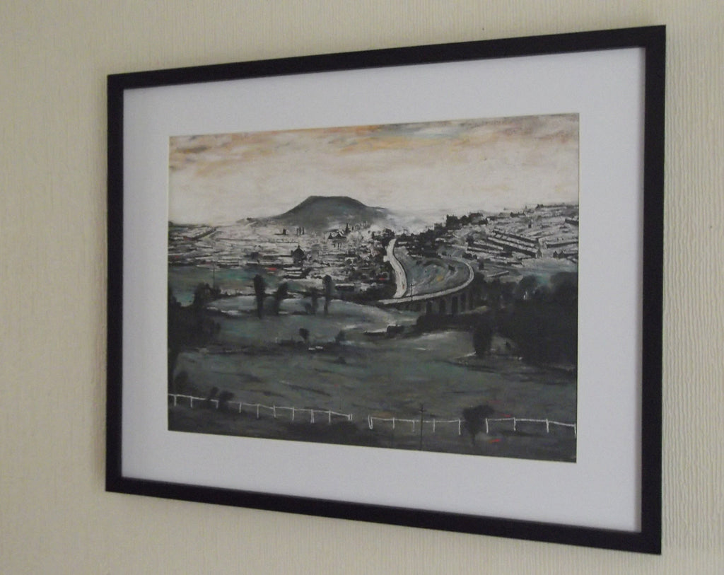 L S Lowry 'Bargoed' Art Print: Textured Image, Black Frame