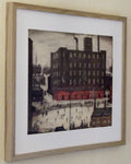 L S Lowry Art Print - CRICKET MATCH - Light Oak Finish Frame with White mount and Textured Image