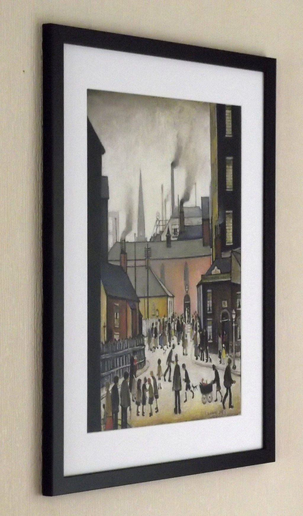L S Lowry Print - AFTER the WEDDING - Black Frame with Mount and Textured Image