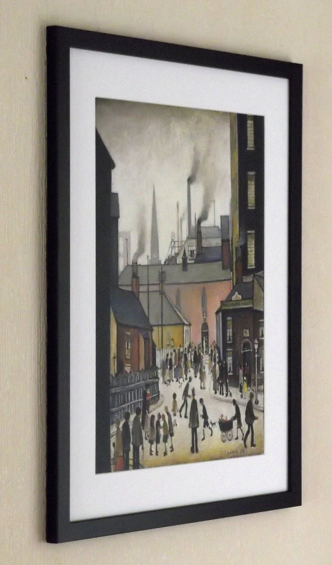 L S Lowry Print - AFTER the WEDDING - Black Frame with Mount and Textured Image