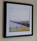 L S Lowry Print - Jetty at Knott End - Black Frame with Mount and Textured Image
