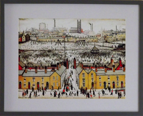 L S Lowry Art Print - Britain At Play, Lincoln - Satin Grey Frame with White mount and Textured Image