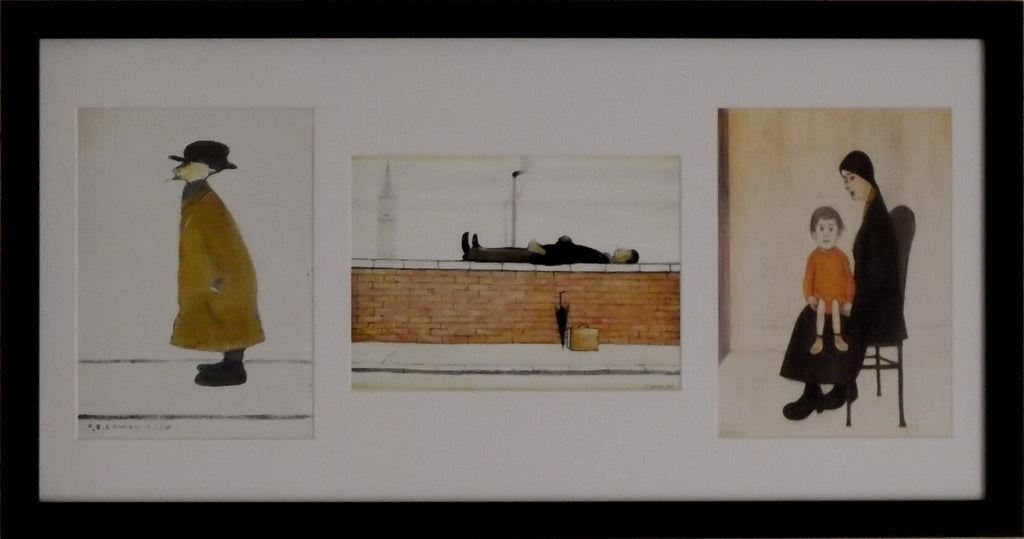 Three in One - L S Lowry 7 x 5inch Textured Prints With Mount and 21 x 11inch Frame