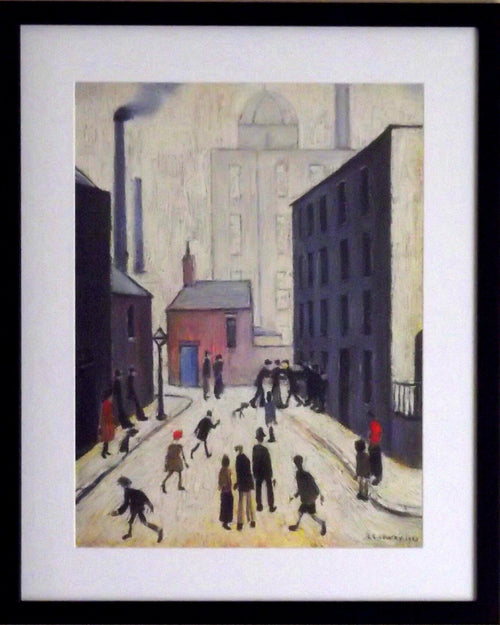 L S Lowry - 1953 Industrial Scene -  Satin Black Framed Art Print