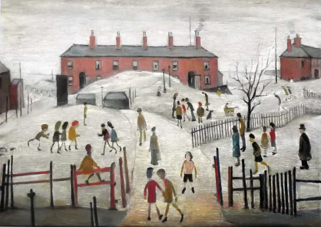 L S Lowry AUTHENTIC Print - School Playground - Textured Image with Fine Art Coating