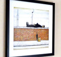 L.S. Lowry Print – Man on Wall - Black Frame with DOUBLE White Mount and Textured Image
