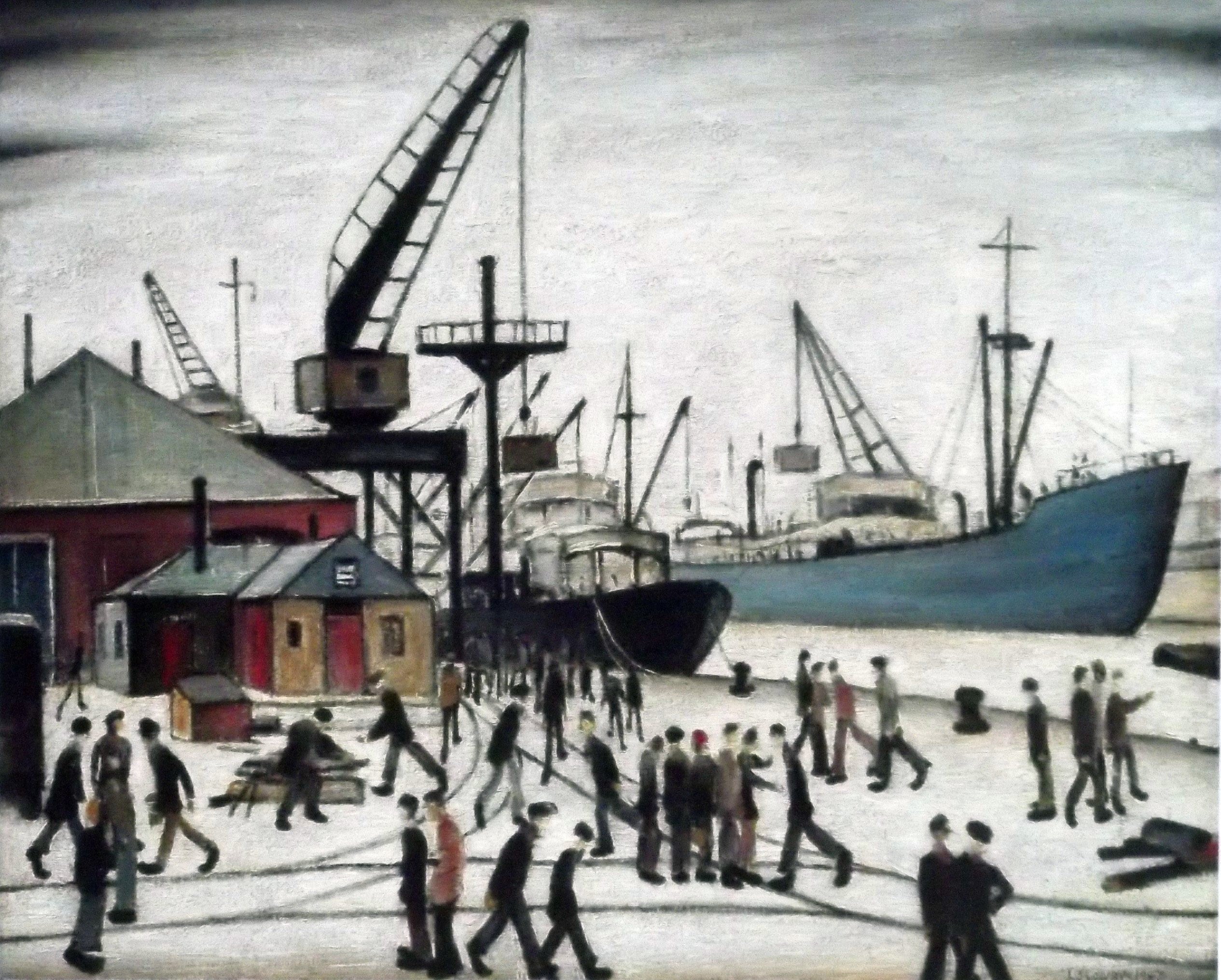 L S Lowry AUTHENTIC Print -GLASGOW DOCK - Textured Image with Fine Art Coating