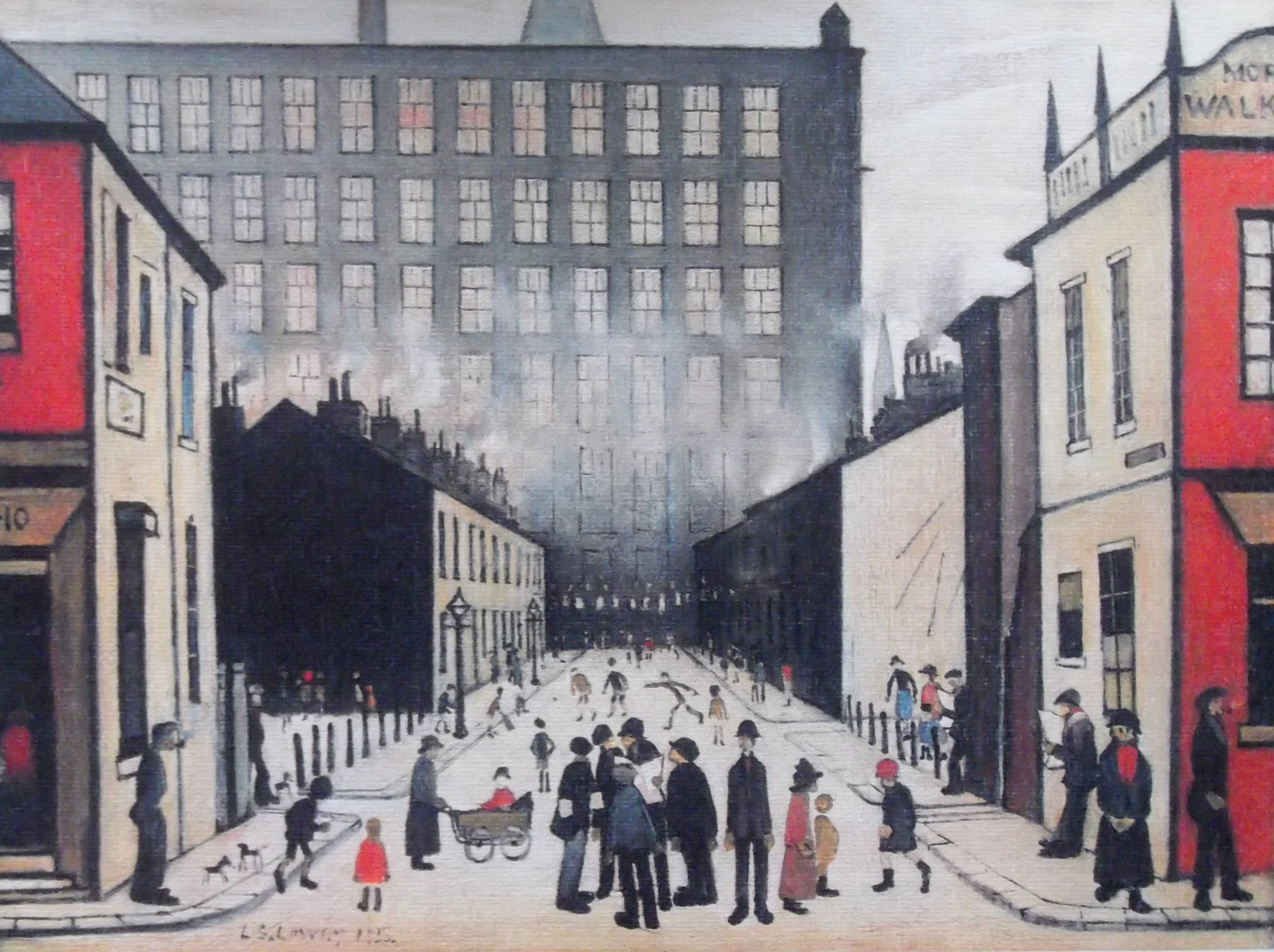 L S Lowry AUTHENTIC Print - Street Scene Pendlebury - Textured Image with Fine Art Coating