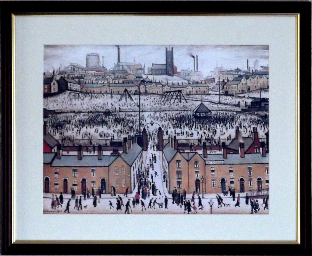 L S Lowry AUTHENTIC Print - BRITAIN at PLAY Lincoln - Walnut Finish Frame with Mount and Textured Image