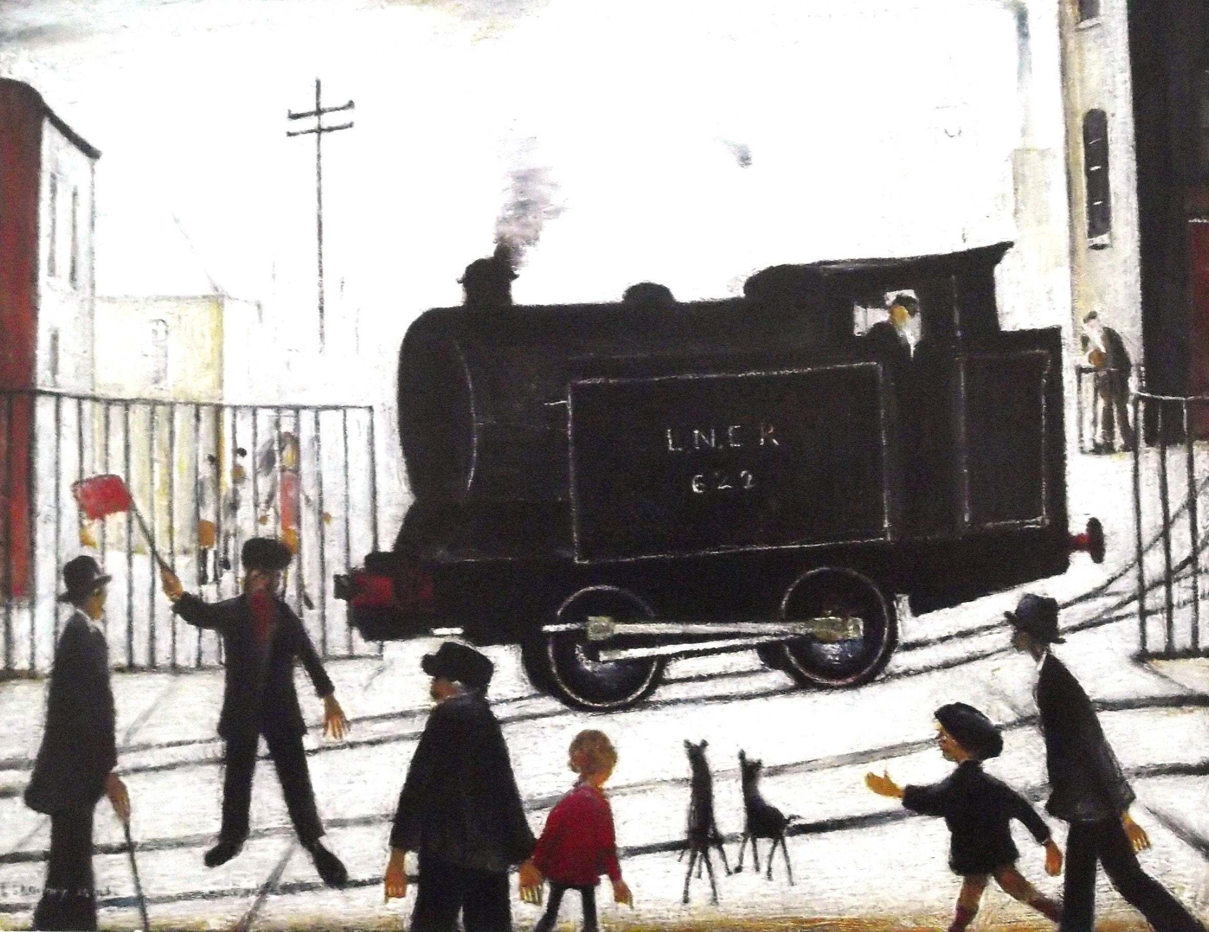 L S Lowry AUTHENTIC Print - Level Crossing - Textured Image with Fine Art Coating