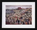 L S Lowry Art Print - THE SEASIDE - Satin Black Frame with White Mount and Textured Image