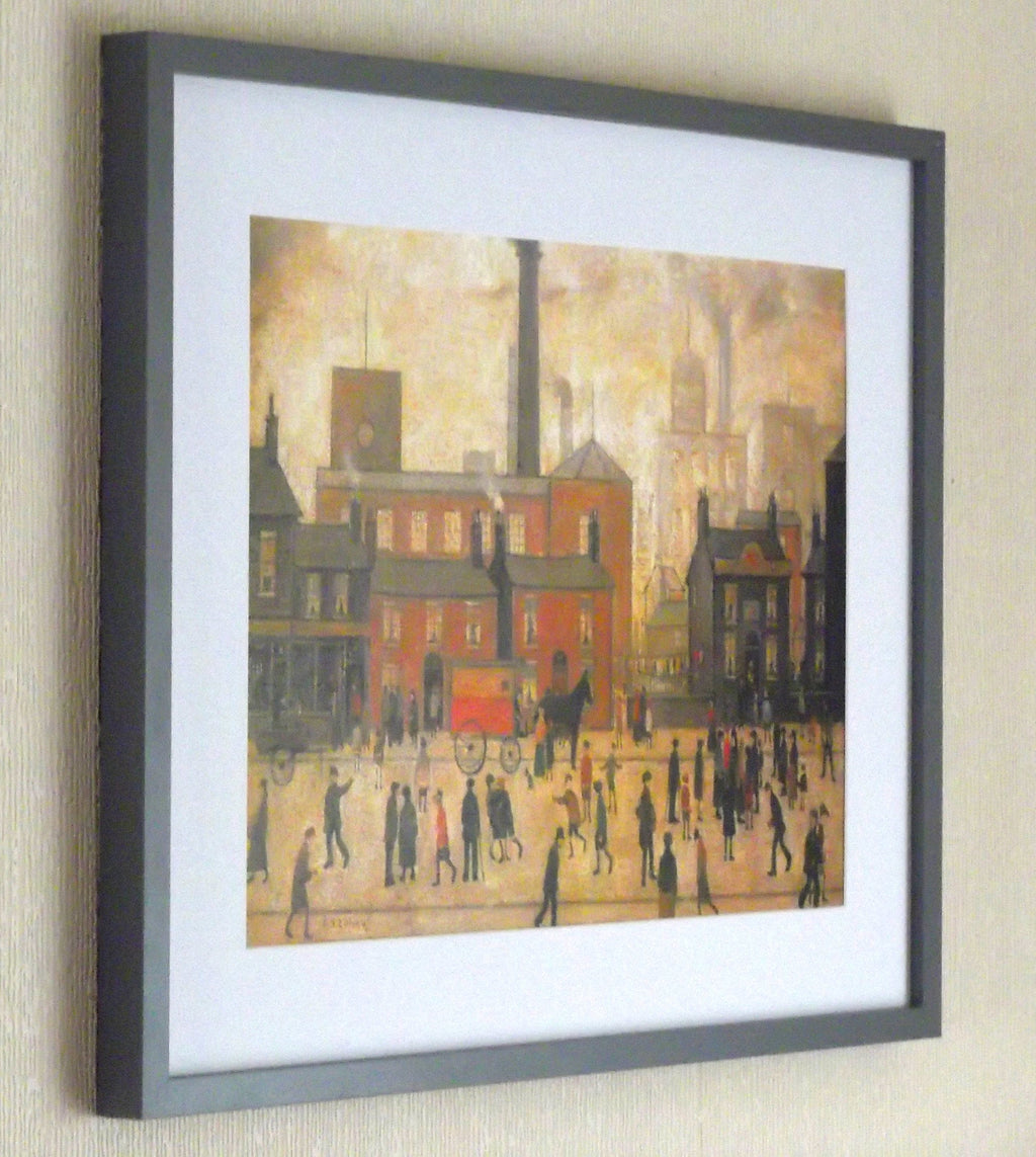 L S Lowry Print – Coming Home From The Mill - Grey Frame with Mount and Textured Art Paper
