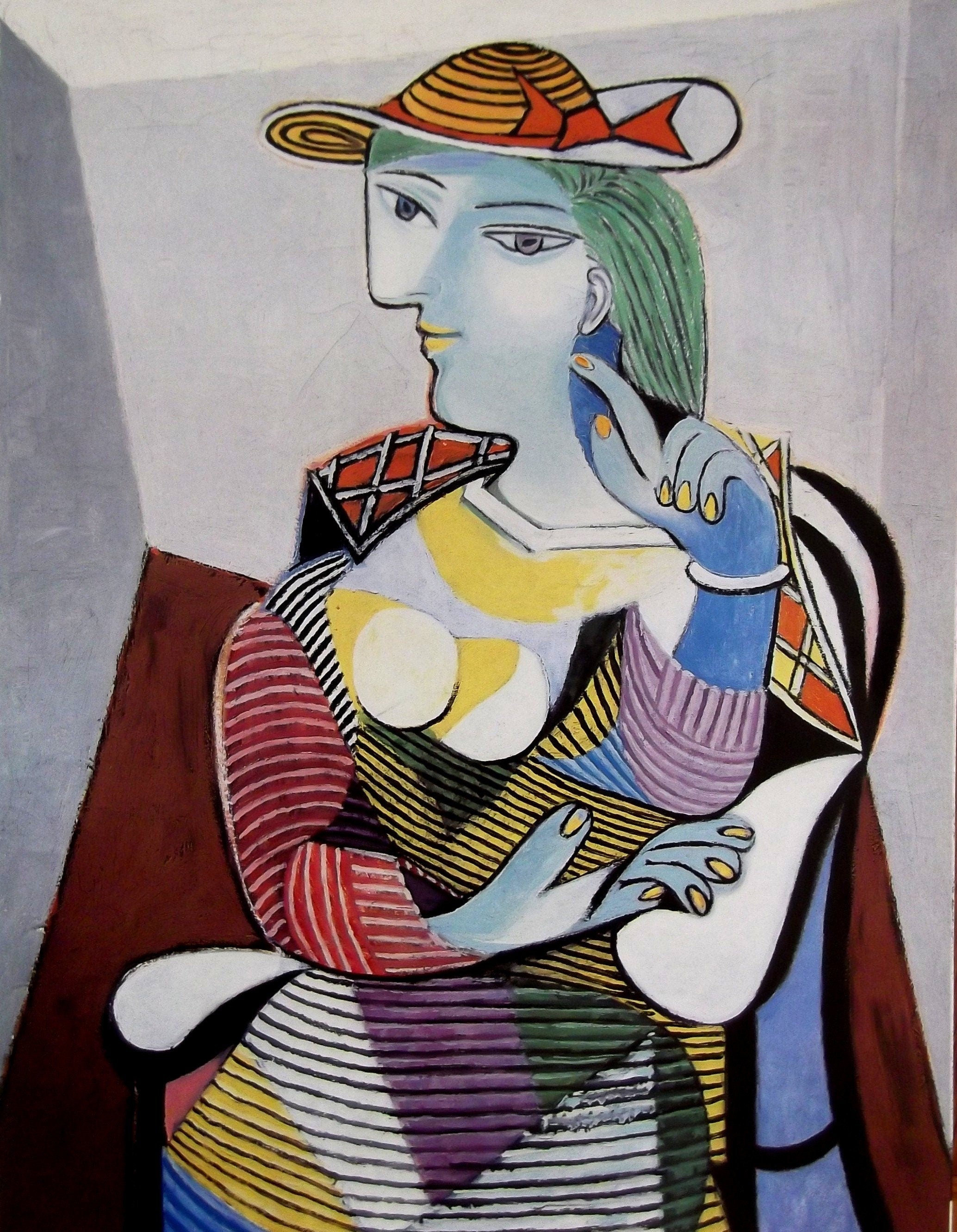 Pablo Picasso AUTHENTIC Print - SEATED WOMAN - Textured Image  with Fine Art Coating